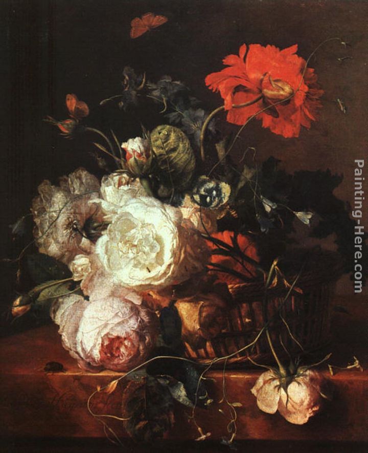 Basket of Flowers painting - Jan Van Huysum Basket of Flowers art painting